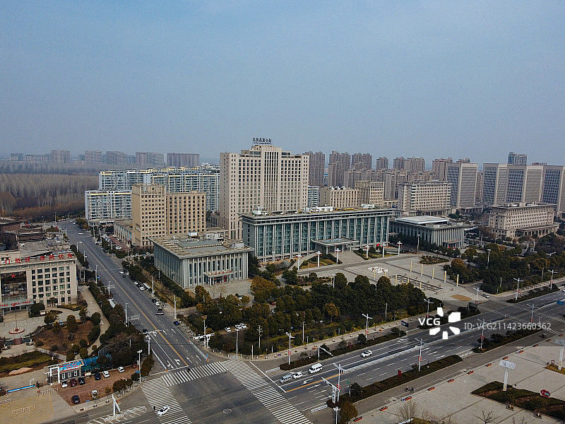 长葛市 葛天源公园 科技广场 葛天大道 魏武中路 航拍图片素材