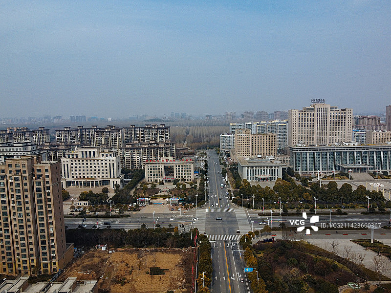 长葛市 葛天源公园 科技广场 葛天大道 魏武中路 航拍图片素材