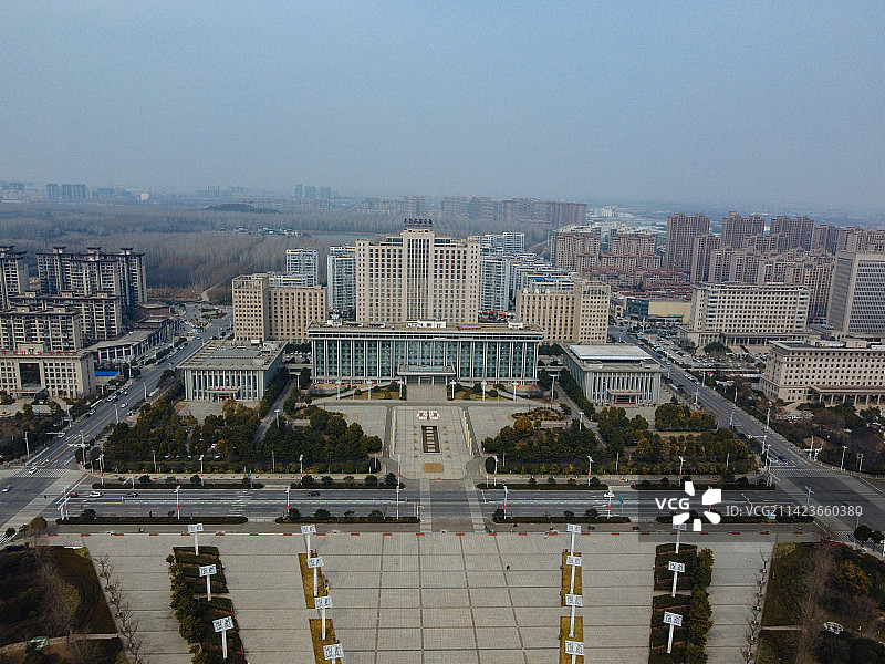 长葛市 葛天源公园 科技广场 葛天大道 魏武中路 航拍图片素材