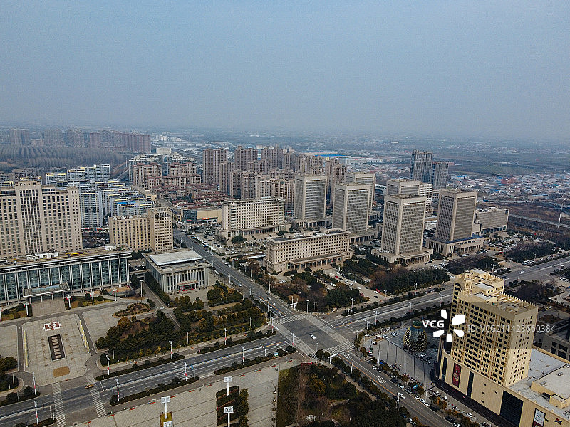 长葛市 葛天源公园 科技广场 葛天大道 魏武中路 航拍图片素材