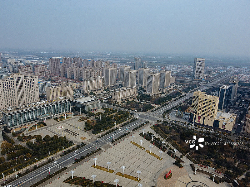 长葛市 葛天源公园 科技广场 葛天大道 魏武中路 航拍图片素材