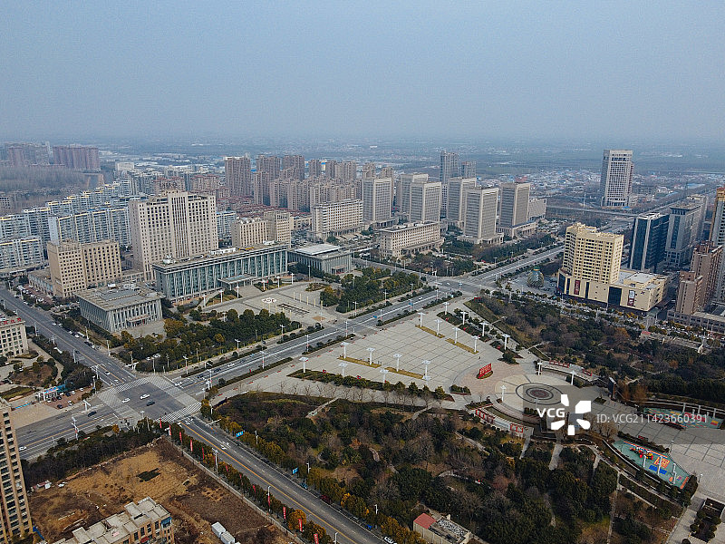 长葛市 葛天源公园 科技广场 葛天大道 魏武中路 航拍图片素材