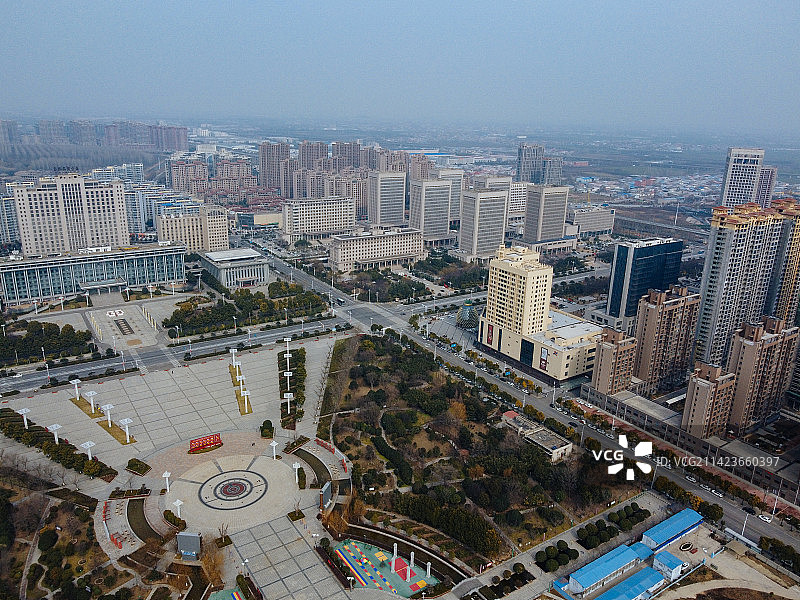 长葛市 葛天源公园 科技广场 葛天大道 魏武中路 航拍图片素材