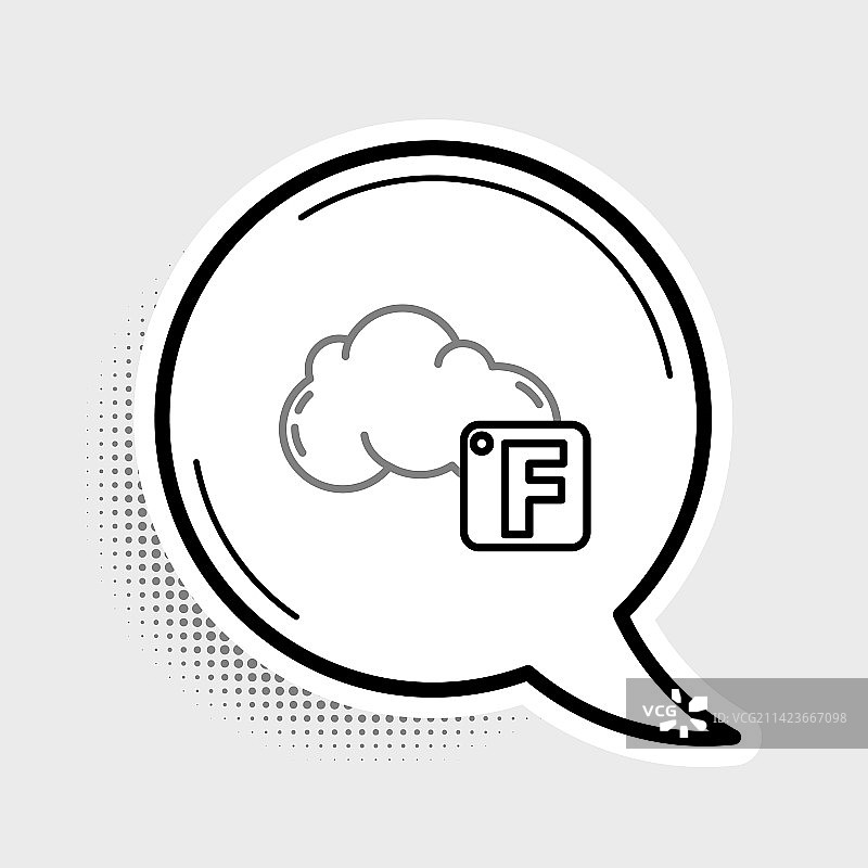灰色背景上的华氏度和云线性图标图片素材
