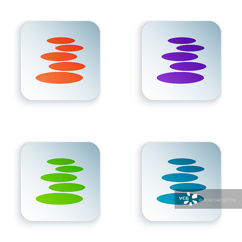 白色背景上的彩色叠石图标图片素材