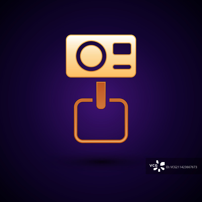 黑色背景上的金色极限运动相机图标图片素材