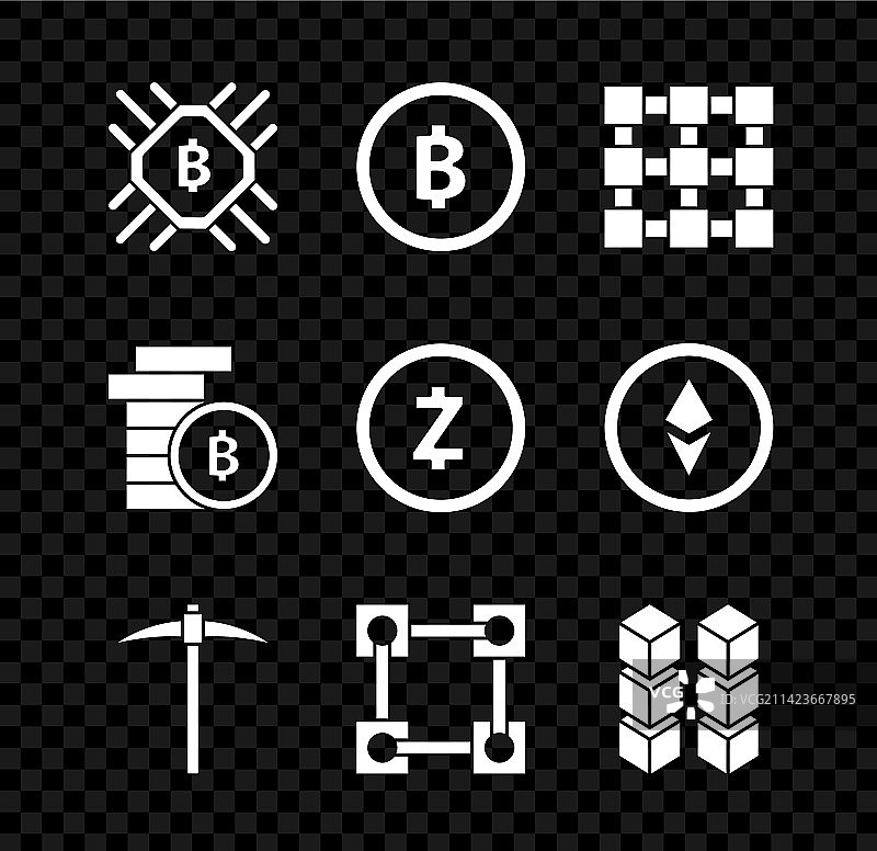 CPU矿场加密货币比特币套装图片素材