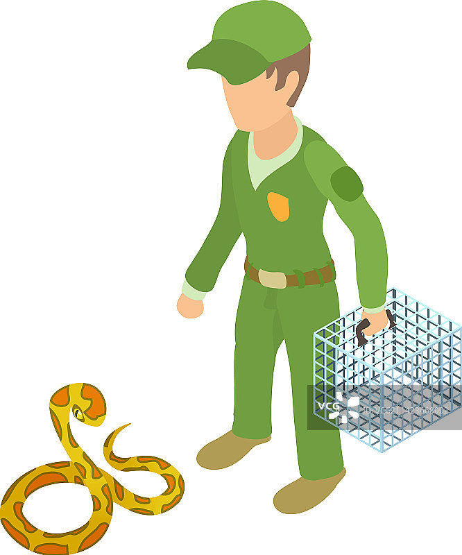 蟒蛇图标2.5D风格，绿色背景图片素材