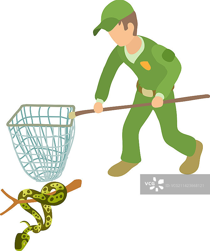 树蟒蛇等距图标与制服男子图片素材