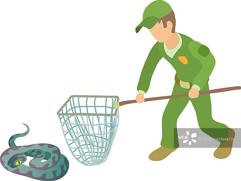 等距视角穿制服男人的紫色蛇图标图片素材