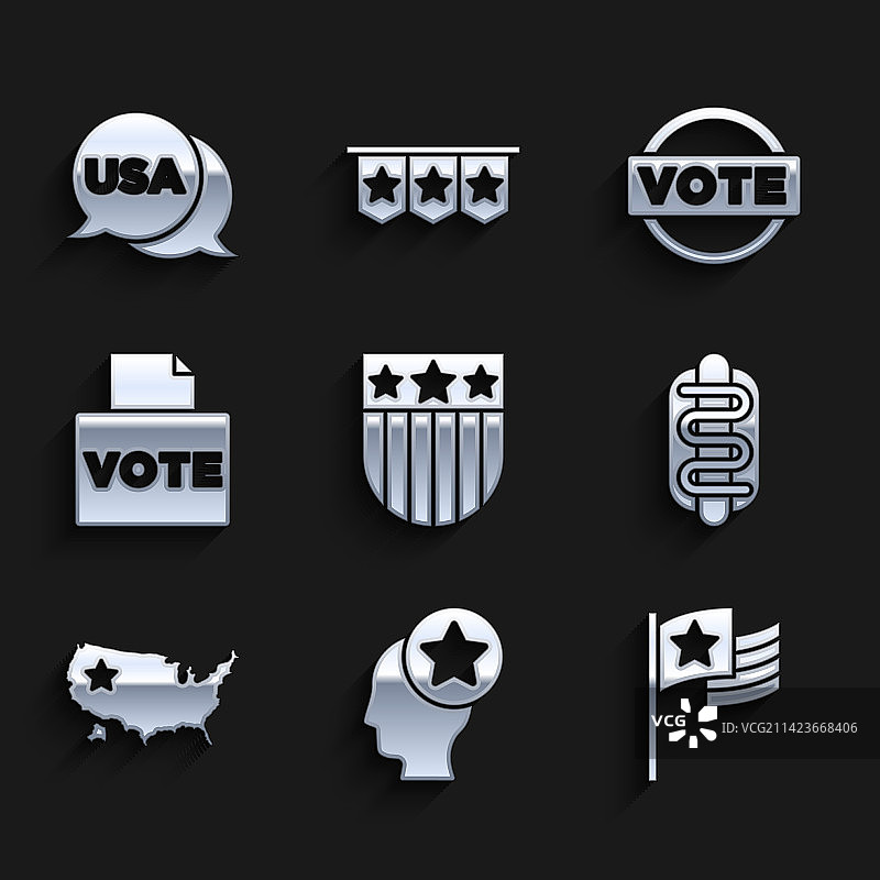 星形盾牌与美国头像和美国国旗图片素材