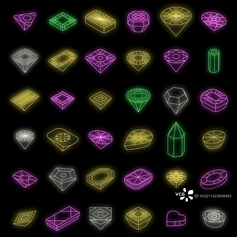 霓虹宝石图标集合图片素材