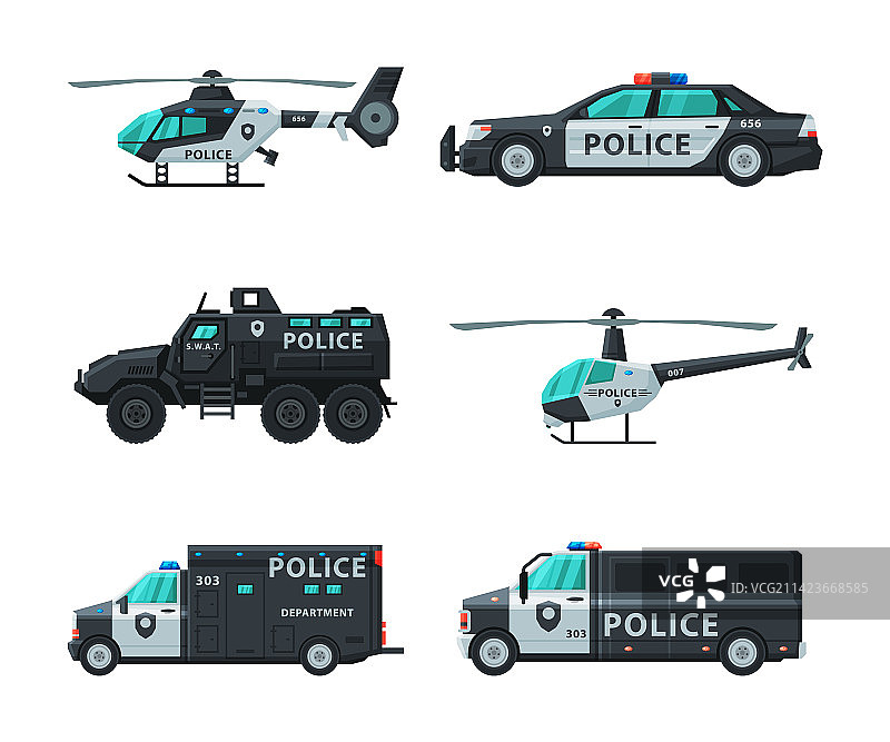 带警笛侧面的警车和执法车辆图片素材