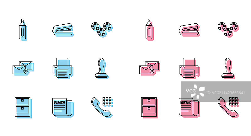 档案文件抽屉新闻标记笔图片素材