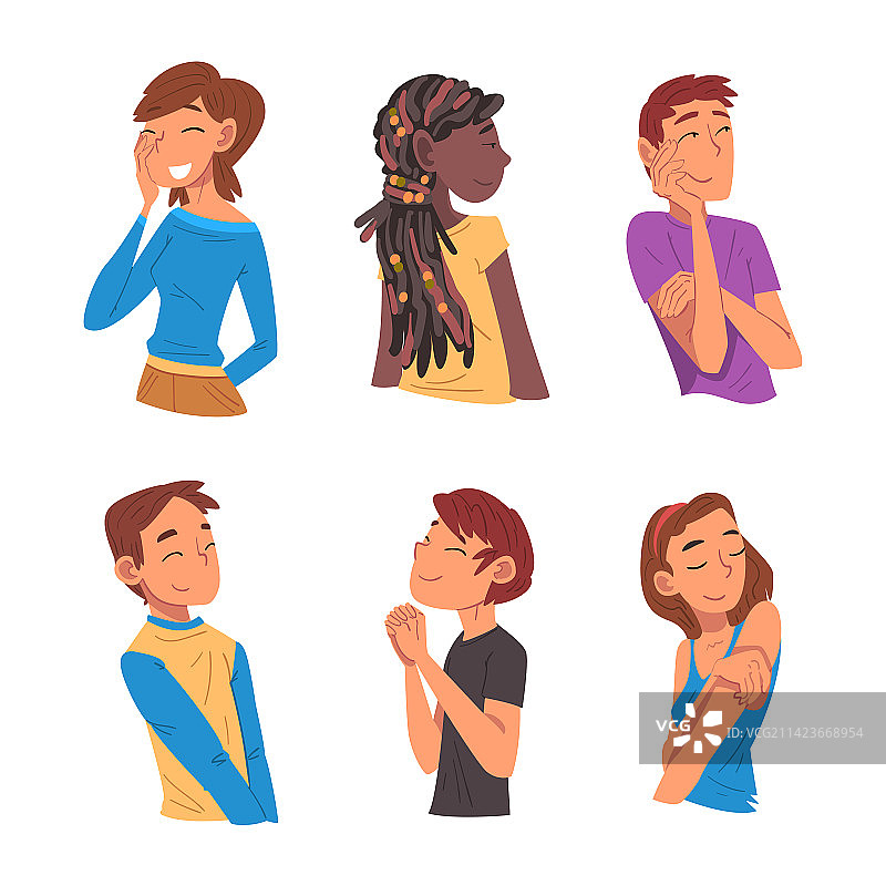 微笑的男人和女人角色看着某人图片素材