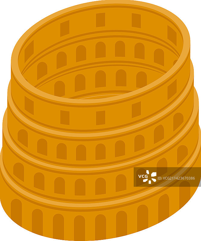 大型圆形剧场等距城市图标图片素材