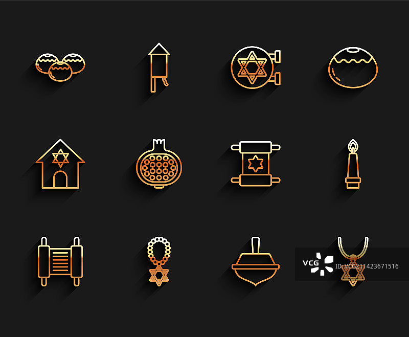 线条妥拉卷轴大卫星项链图片素材