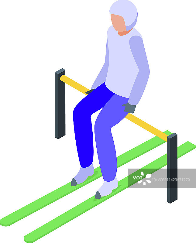 等距冬季滑雪跳跃运动图标图片素材