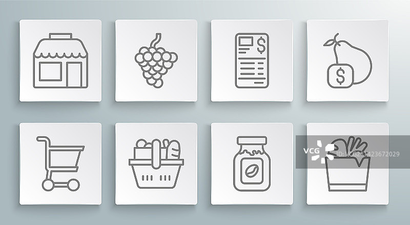 购物场景：购物车、葡萄与水果篮图片素材