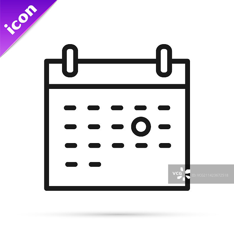 黑色线条日历死亡图标，在白色背景上已隔离图片素材