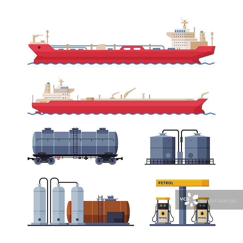 带有油罐车的石油和汽油工业图片素材