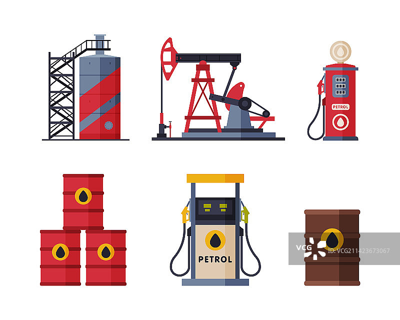 带抽油机站的石油工业图片素材