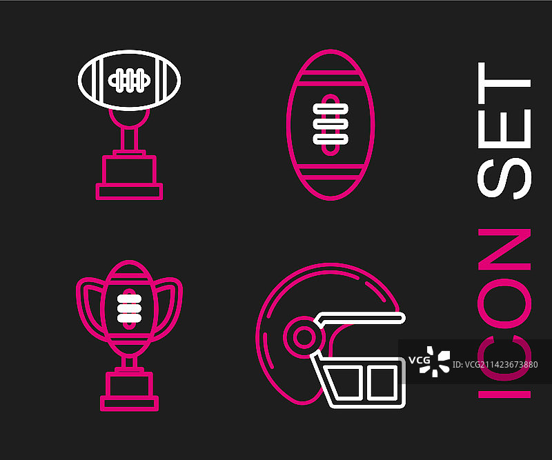 美式橄榄球头盔、奖杯和图片素材