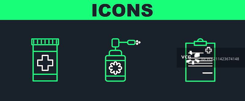 带临床记录的医疗剪贴板线条图片素材