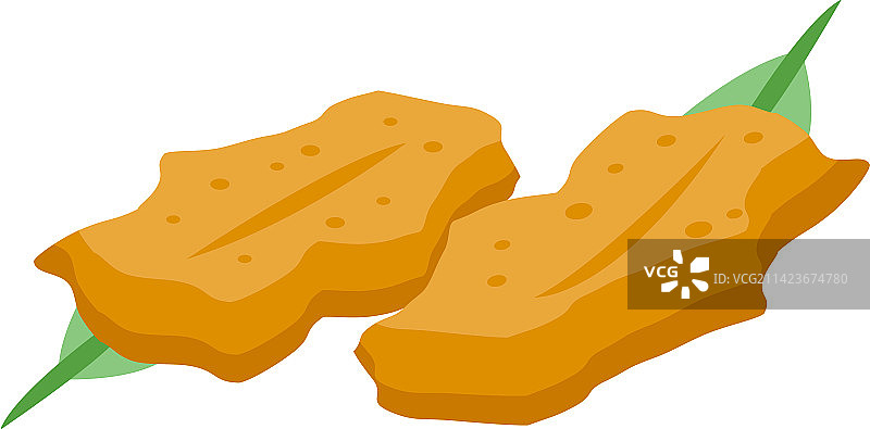 炸肉排天妇罗2.5D图标图片素材