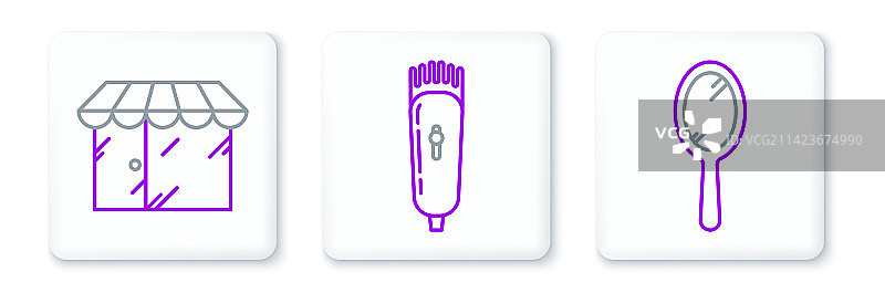 理发店镜子线性手势合集图片素材