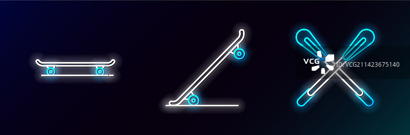 船桨、滑板图标组合图片素材