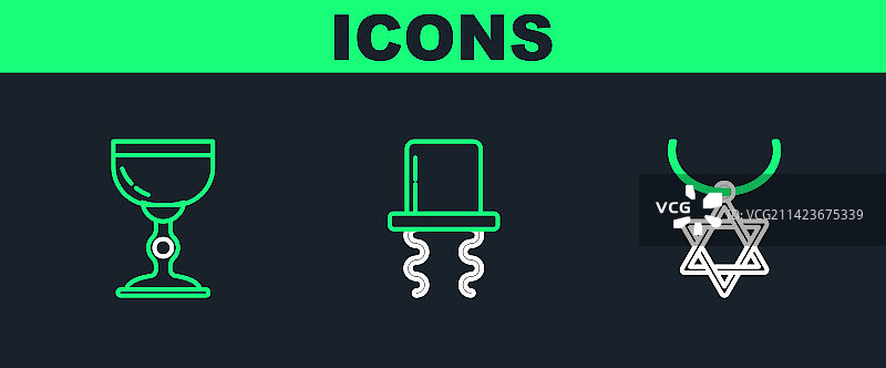 大卫之星项链犹太图标合集图片素材