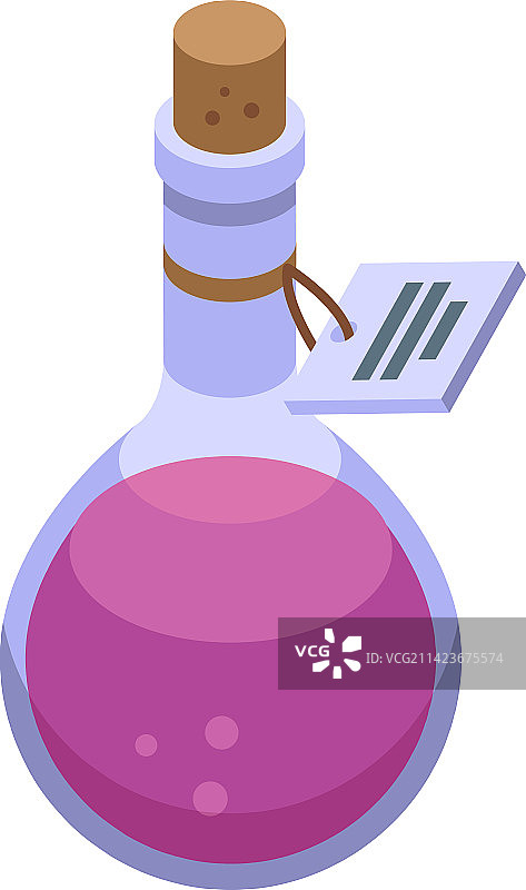 烧瓶魔法图标2.5D植物学液体图片素材