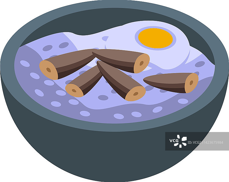 海鲜碗图标2.5D风格，鱼和沙丁鱼图片素材