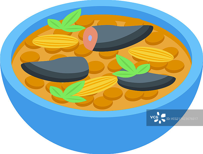 太平洋风味海鲜汤2.5D沙丁鱼图标图片素材