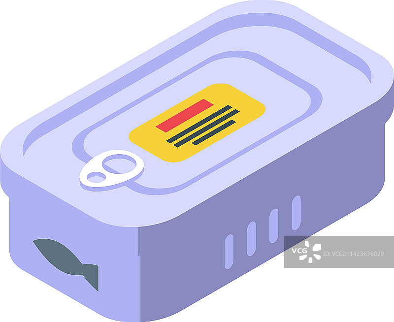 沙丁鱼罐头等距风格图标图片素材