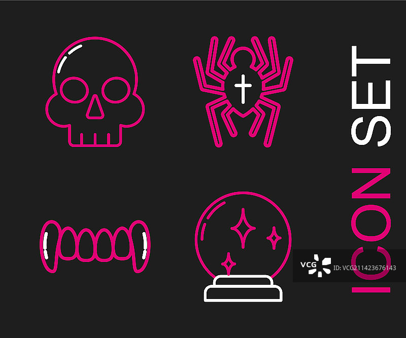 魔法球吸血鬼牙齿蜘蛛套装banner图片素材