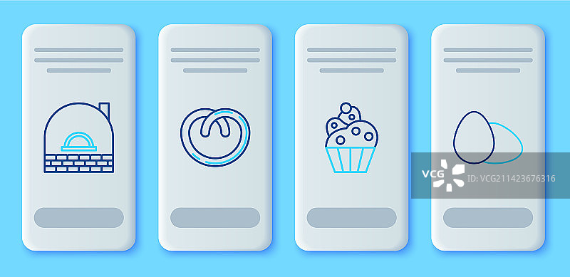 椒盐卷饼纸杯蛋糕砖炉烤鸡线条合集图片素材