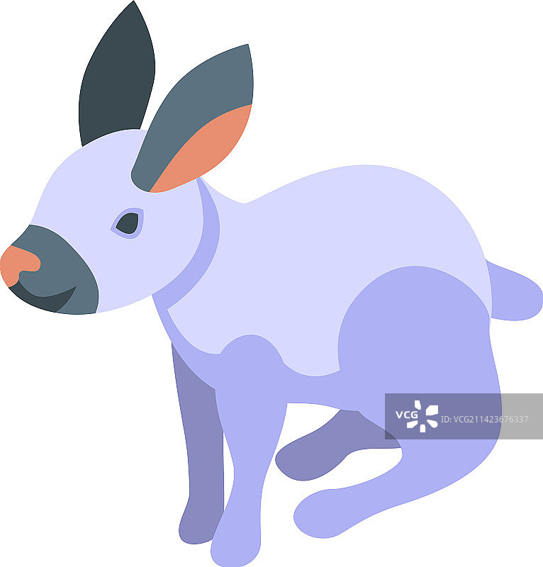 白色兔子图标2.5D动物宠物图片素材