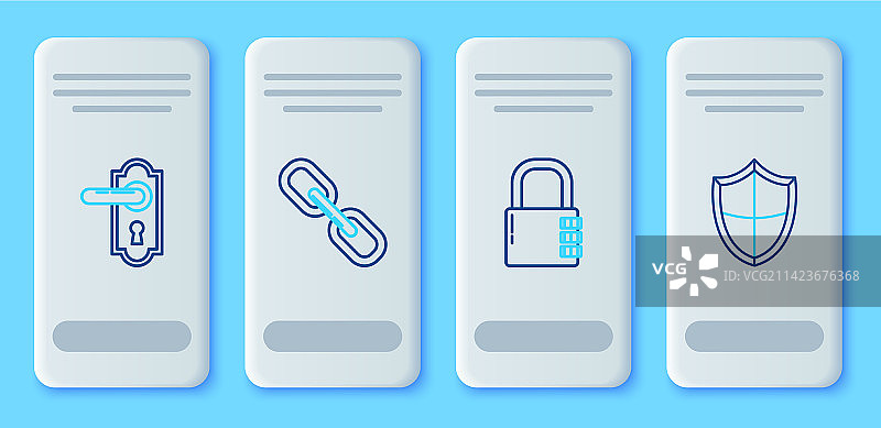 线条式链条连接保险箱密码锁门图片素材