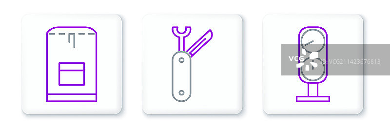 成套线性仪表背包和瑞士军刀图片素材