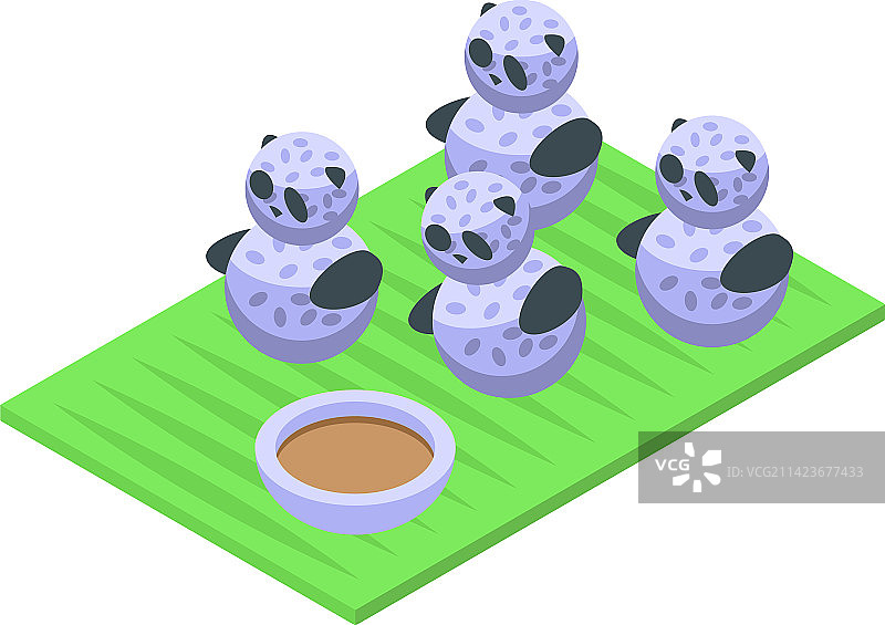 日式饭团熊猫食物2.5D图标图片素材