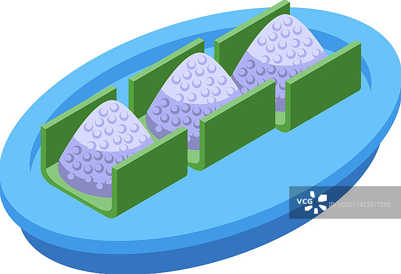 2.5D风格日本菜单中的纯素水稻食品图标图片素材