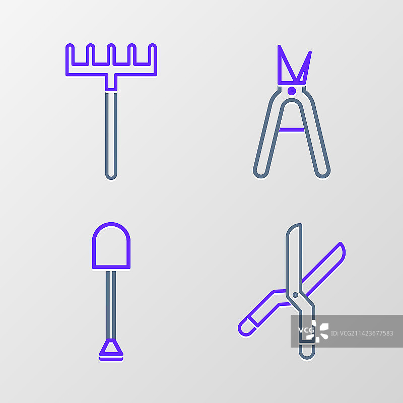 园艺手工剪刀铲子线条图片素材