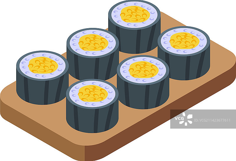 寿司卷组合图标2.5D日本料理图片素材