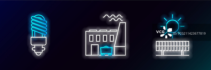 太阳能板太阳LED灯线条插画图片素材