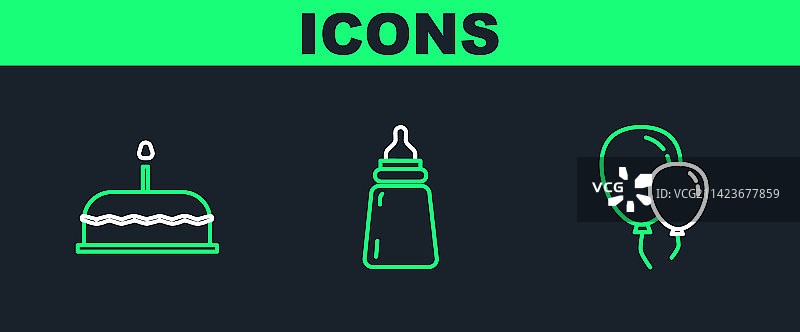 带丝带的燃烧蛋糕气球组合图片素材