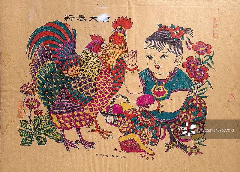 维县木版年画图册，表达美好寓意的木版年画图片素材