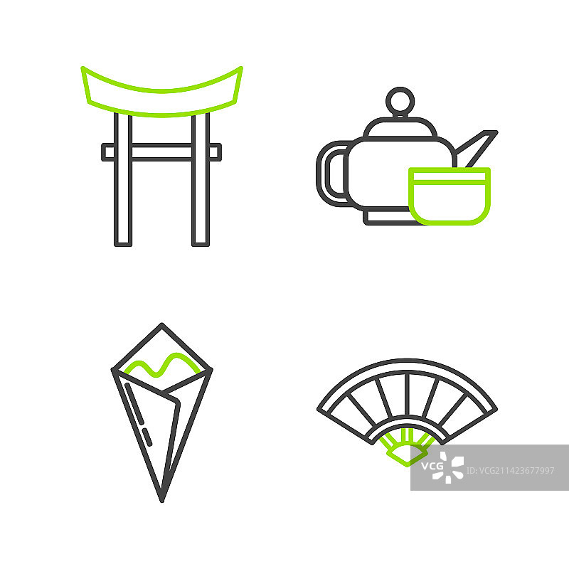 中式或日式折扇套装图片素材