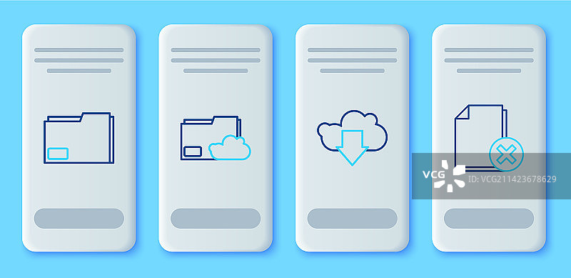 线条云朵图案：云存储文本文档文件夹图片素材
